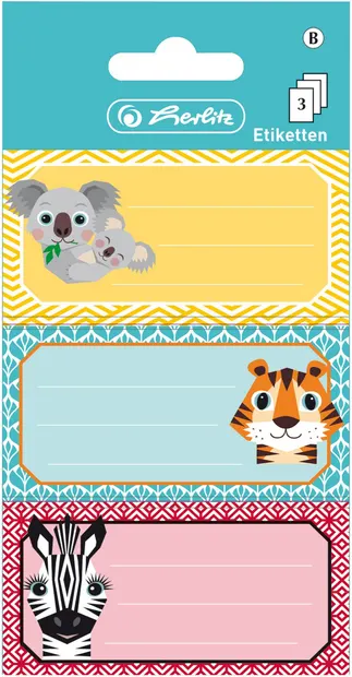 Etichete școlare Herlitz - Cute Animals, 9 buc