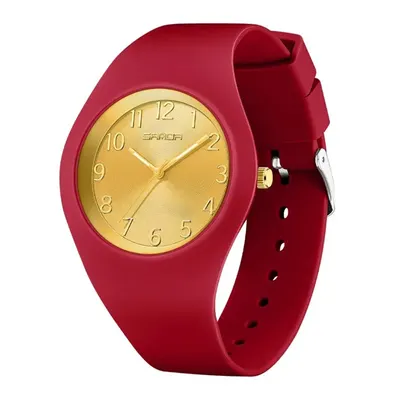 Ceas Copii Sanda 6186 Roșu-Auriu - Design Sport, Analog, Rezistent la Apă 5ATM