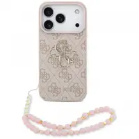 Husa pentru Apple iPhone 17 Pro, Guess, 4G Classic Logo with Strap, Roz