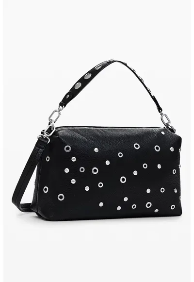 Geanta crossbody cu nituri aplicate - Negru