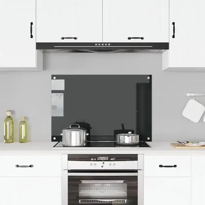 vidaXL Panou antistropi de bucătărie, negru 90x60 cm sticlă securizată