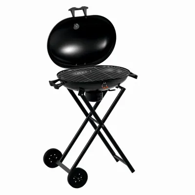 Gratar pe carbuni KLUGMEISTER KY30018, material otel, cu roti deplasare, pliabil, gura golire cenusa, suprafata gatire 54x37 cm