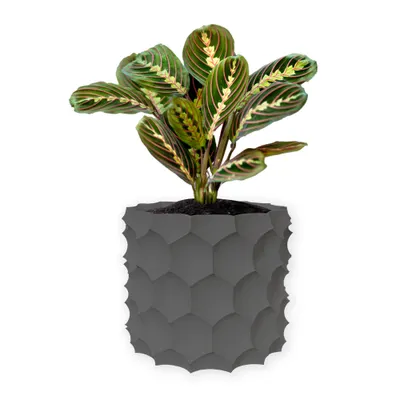 Ghiveci de flori 3d, Razorix , rotund 13 x 12 cm, Culoare Gri Engros