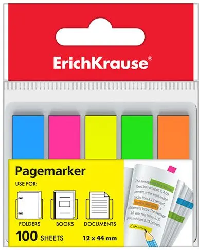 Erich Krause Elegance indexuri autocolante - 12 x 44 mm, 5 culori, 100 de bucati