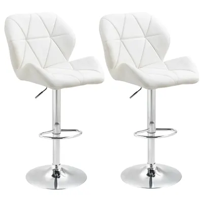 HOMCOM Scaun Bar Reglabil Pivotante si Antiderapant, Scaun bar Modern,Sarcina Maxima 120 kg,Elegante și Confortabile,Albe | Aosom Romania