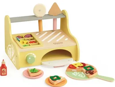 Set din lemn Classic World - Cuptor de pizza cu accesorii