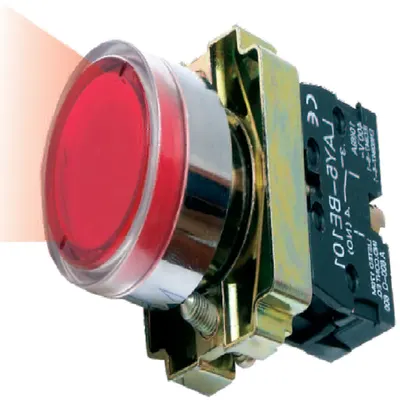 Buton de comanda luminos, revenire cu led (cap+ etrier+modul lampa+ led+1NI), galben, RI 5