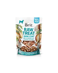 BRIT Recompensa caini Raw Treat Freeze Dried Skin Coat 40 g peste si pui liofilizat cu probiotice