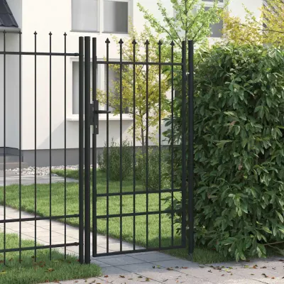 vidaXL Poartă de gard BOXTEL cu ușă simplă și vârf cu țepi, oțel, 1x1,75 m, negru