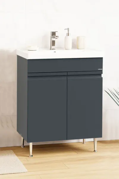 Set Baza front MDF si Lavoar seria 786, montat, 60 cm, antracit