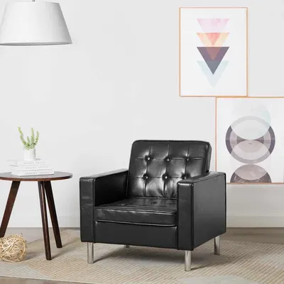 vidaXL Fotoliu negru 75x70x75 cm piele ecologică