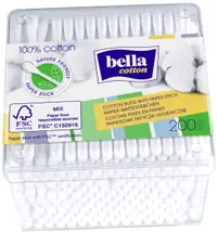 Bella Bețișoare pentru urechi, în cutie, cu mâner de hârtie, 200 buc
