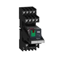 Releu miniatural pre-asamblat cu soclu, Relee electromecanice Harmony, 10A, 2CO, LED, buton de testare blocabil, terminal mixt, 230V AC