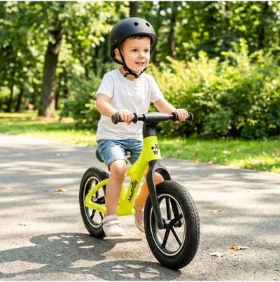 Bicicleta fara pedale pentru copii Malplay Lemon, cu saua reglabila, roti 12 inch din PU, 55 x 89 x 42 cm