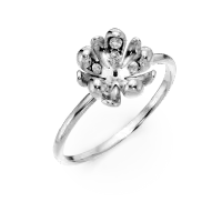 Inel floare de tei din aur alb cu diamante de 0.09ct