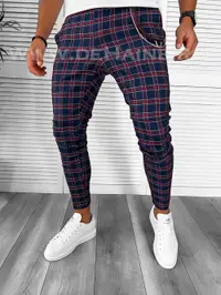 Pantaloni barbati casual regular fit bleumarin B7868 33-1