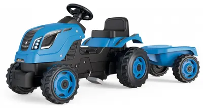 Tractor pentru copii cu pedale Smoby Farmer XL - Cu remorcă, albastru