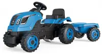 Tractor pentru copii cu pedale Smoby Farmer XL - Cu remorcă, albastru