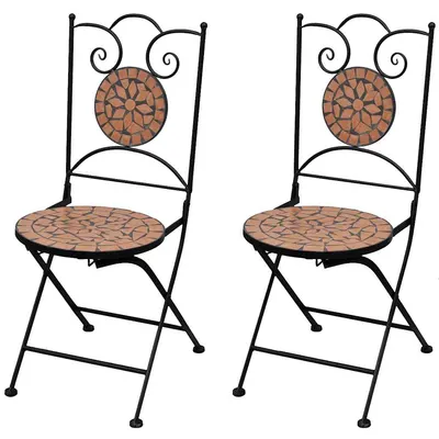 vidaXL Scaune pliante 2 buc. ceramică teracotă