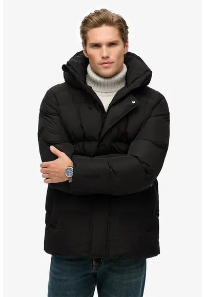 Geaca regular fit cu gluga ajustabila - Negru