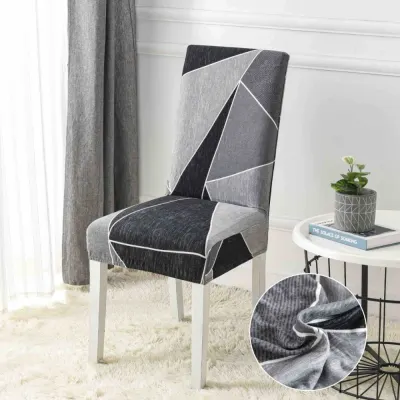 Set 6 huse universale pentru scaun, ELASTICE, Jojo Home, Gri, Forme Geometrice