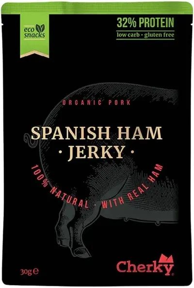 Șuncă spaniolă Jerky organică, 30 g, Cherky
