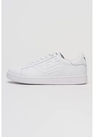 Pantofi spor unisex din piele cu monograma in relief - Alb murdar
