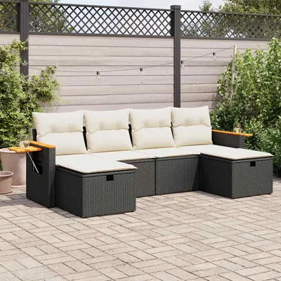Gossi set mobilier de gradina cu perne, 6 piese, negru, poliratan