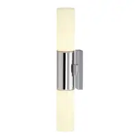 Corp iluminat de perete, aplica, DEVIN lumina de perete, cu doua capete, cu LED-uri, 3000K, IP44, rotund, crom, sticla mata, L / W / H 6,6 / 9,5 / 46 cm, 8W,