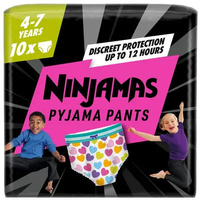 Scutece-chilotel de noapte pentru fetite 4-7 ani 17-30kg, 10 bucati, Ninjamas