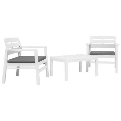 Gossi set mobilier de gradina, 3 piese, alb, plastic