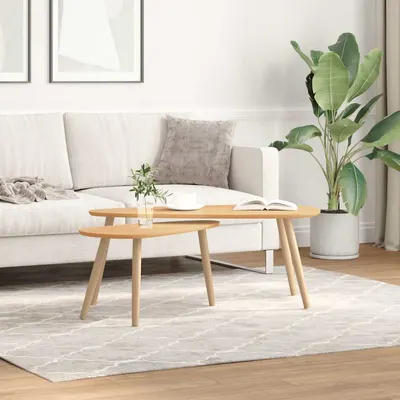 vidaXL Set masă cafea, 2 piese, lemn masiv de pin, maro
