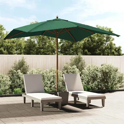 vidaXL Umbrelă de grădină stâlp din lemn, verde, 300x300x273 cm