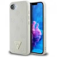 Husa MagSafe pentru Apple iPhone 17e / 16e, Guess, Peony Grained Hot Stamp Triangle, Bej