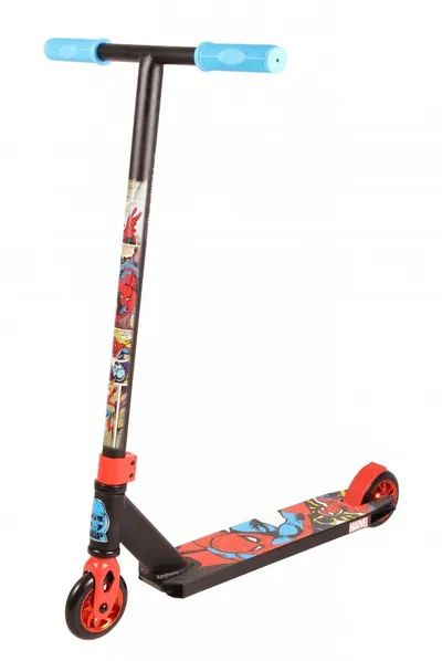 Trotineta acrobatii Spiderman, platforma antiderapanta, ghidon fix, greutate suportata 100 kg, varsta 8 ani+