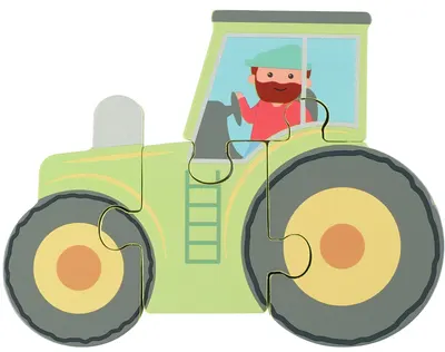 Puzzle din lemn Orange Tree Toys - Tractor, 4 piese