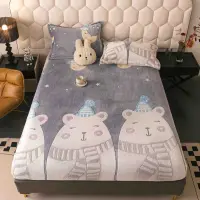 Cearsaf CoCoLiNo, JoJo Home, cu Elastic, 180x200x25cm, 2 fete de perne, 50x70cm, Gri, Ursuleti