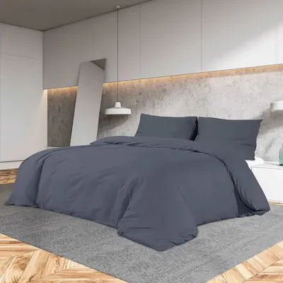 vidaXL Set lenjerie cu husă de pilotă, antracit, 200x200 cm microfibră