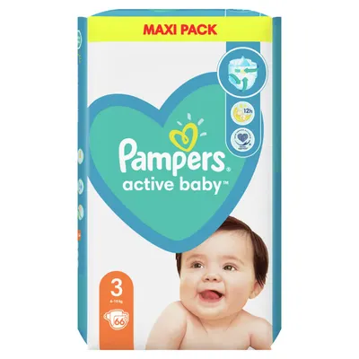 Scutece bebelusi Pampers - Active Baby 3, 66 buc.