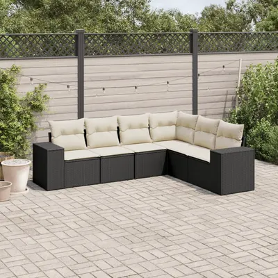 Gossi set mobilier de gradina cu perne, 6 piese, negru, poliratan