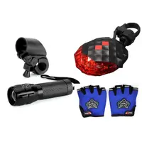 Far fata zoom, stop spate laser, manusi half finger, set kit complet, negru