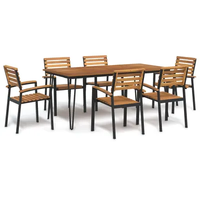 Gossi set mobilier de gradina, 7 piese, lemn masiv de acacia si metal