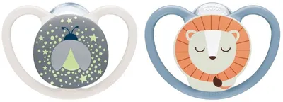 Suzete din silicon NUK Perfect Match – Air Night, 0-6 luni, 2 bucăți, Leu