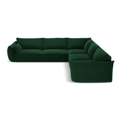 Colțar verde închis cu tapițerie din catifea Vanda – Mazzini Sofas