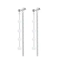 Cercei lungi argint 925, JW1568, model perla, placati cu rodiu