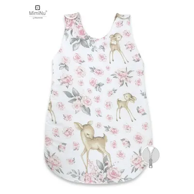 Sac de dormit pentru bebelusi MimiNu din bumbac 0-6 luni Sweet Deer Pink