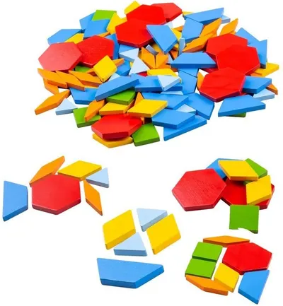 Set din lemn Bigjigs - Placi geometrice