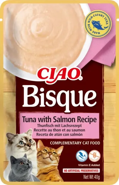 Ciao Churu Inaba Bisque pentru Pisici cu Ton si Somon, 40 g