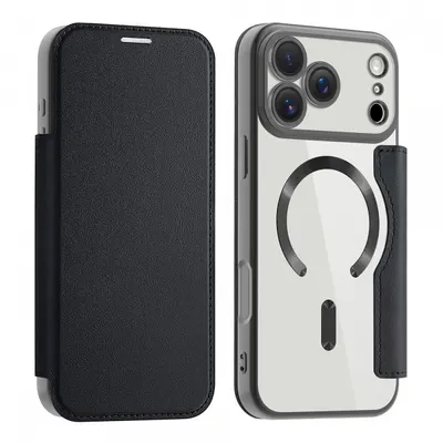 Husa MagSafe pentru Apple iPhone 17 Pro Max, Techsuit, SmartMag Book, Neagra