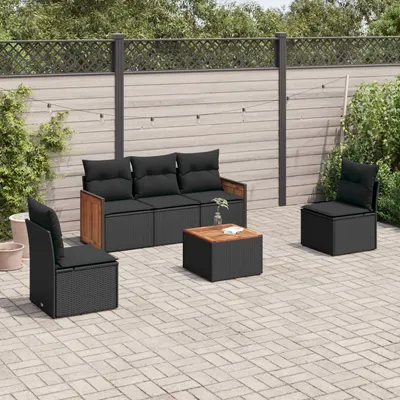 Gossi set mobilier de gradina cu perne, 6 piese, negru, poliratan